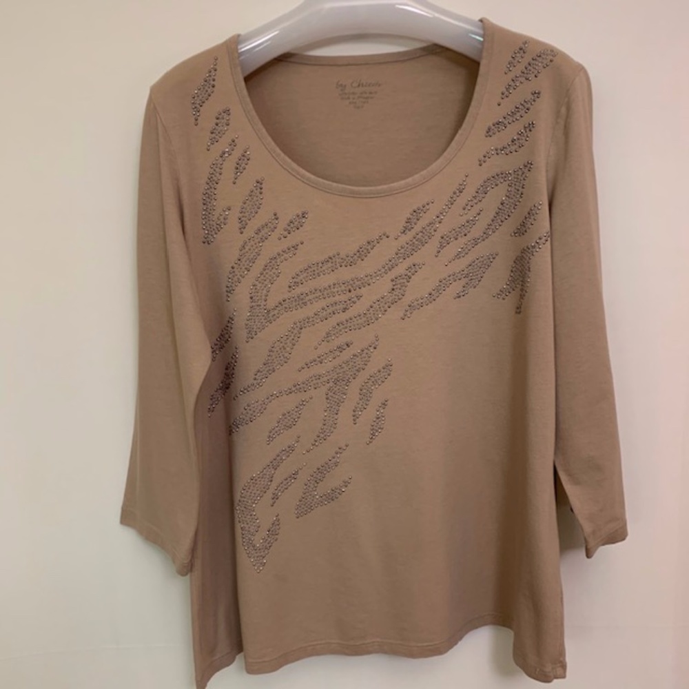 Chico's embellished front knit top 2 (L)